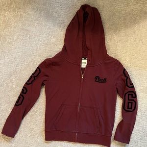 PINK burgundy hoodie Small zip front pockets